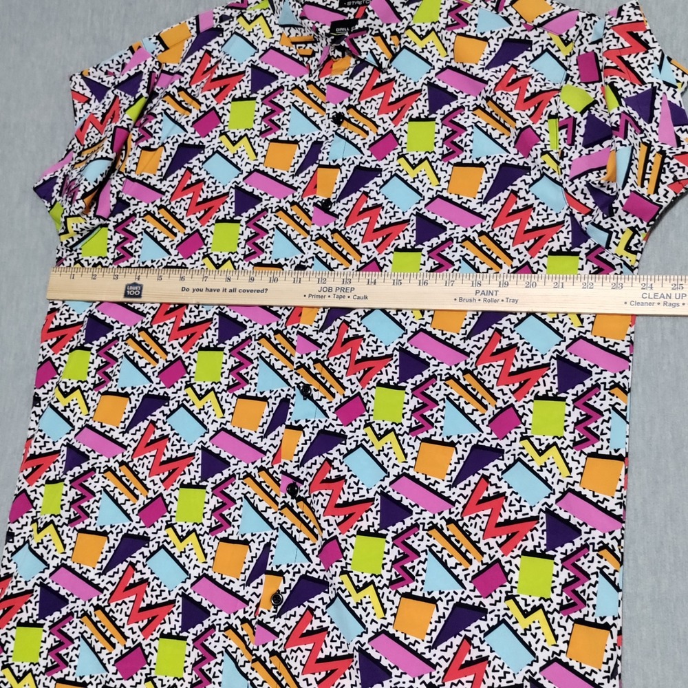 Drill Clothing Company Shirt Mens XL Colorful Stretch Button Up Retro Party Club - Picture 7 of 13